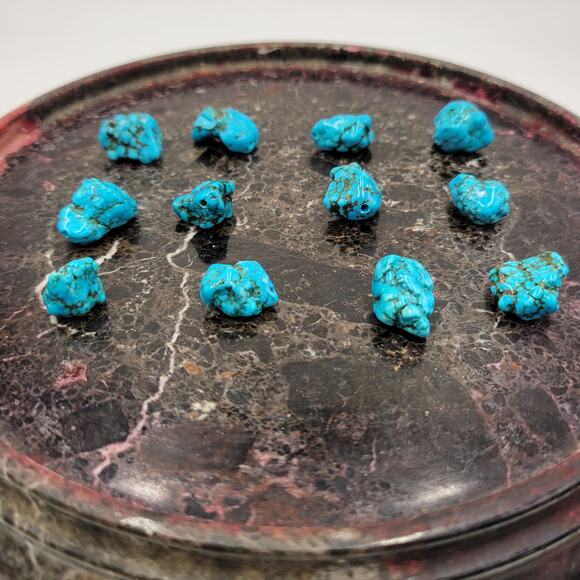 Natural Tumbled Turquoise Stone Beads Rough Gemstone 12pcs - Picture 2 of 10